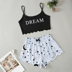 Pajamas For Teens, Crop Top Styles, Pijamas Women, Cute Dress Outfits, Cute Pajamas, Crop Top And Shorts, Tween Outfits