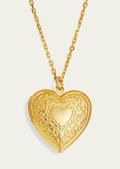 Ben-Amun 24k Gold Electroplate Chain Necklace with Heart Locket Pendant Real Gold Locket, Gold Necklace Locket, Chunky Gold Heart Necklace, Gold Locket Design, Golden Heart Locket, Royal Pendant, Gold Heart Locket Necklace, Vintage Heart Locket, Gold Dainty Necklace