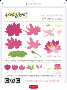 the honey bee layering guide is displayed on an iphone screen, with pink flowers and leaves