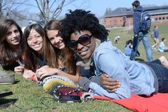 Students on Foss Hill, Wesleyan University, April 2013. Drake, Photo Sharing