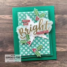 a christmas card with the words merry and bright on it