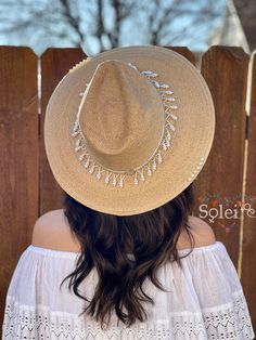 This beautiful Mexican Sombrero is stylish and is completely unique in design, perfect to add that special touch to any outfit. The hat itself is made out of high quality palm and is very light and breathable. This structured palm hat has a high crown and a teardrop top. The wide brim is accented with pearls. The decorative chain is removable. Hat With Pearls, Mexican Palm, Mexican Sombrero, Mexican Hat, Chapeau Cowboy, Embroidered Belt, Beautiful Belts, Traditional Mexican, Leather Slip On Shoes