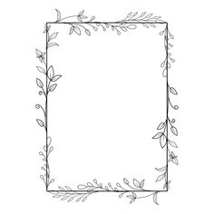 a square frame with leaves and vines on it, drawn in black ink by hand