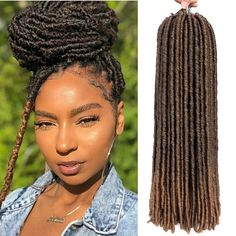 PRICES MAY VARY. 1.Material: The Style of Hair is Bomba Dreadlocks Faux Locs Soul Crochet Braid Hair Extensions, 100% High Quality Kanekalon Fiber, It Is Flame-retardant, Safe For Your Use. 2.Specification: This is a Dreadlocks Faux Locs 6 Pack Deal. There are 18 Strands in Per pack. Weight:70gram/pack; Size: 18inch; Normal 6 Packs Make a Full Head. 3. Style: Straight Faux Locs Crochet Hair Dreadlocks, Braiding Hair Goddess Locs Crochet Hair, Fashionable Fiber hair, Easy To Wear. It's Suitable F Fox Locs, Faux Hairstyles, Faux Locs Blonde, Braids Blonde, Faux Braids, Dreadlocks Braids, Faux Dreads, Fake Dreads, Dread Braids