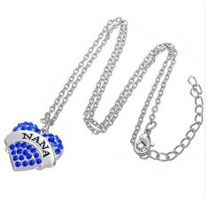 Lovely dainty sparkle heart necklace. Nana will love its delicate size and huge sparkle. Pendant is 2.2cm, chain is 50cm. Includes free earrings. Blue Heart Pendant Clavicle Chain Jewelry, Blue Heart-shaped Clavicle Chain Necklace, Blue Heart Shaped Clavicle Chain Necklace, Blue Heart Clavicle Chain Necklace, Blue Heart Charm Necklace For Mother's Day, Blue Heart Pendant Necklace With Birthstone, Blue Birthstone Heart Pendant Necklace, Personalized Blue Jewelry For Mother's Day, Blue Pendant Necklaces For Birthdays