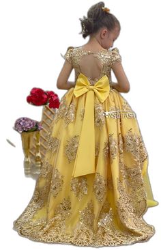 Yellow Princess Wedding Gown, Yellow Ball Gown For Party, Yellow Ball Gown For Wedding, Elegant Yellow Princess Dress For Wedding, Yellow Ball Gown For Evening, Gold Ball Gown For Party, Gold Fitted Ball Gown For Party, Gold Lace Evening Dress For Party, Fitted Gold Lace Dress