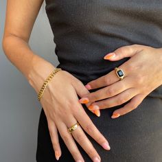 Black Stone Ring - Make a statement with this gorgeous black onyx twist ring. Perfect for any special occasion, this chunky statement piece features an intricate twist design featuring black obsidian stonework and a gold filled nontarnish finish. The perfect addition to your ever-growing collection of gothic jewelry. Details: Materials: Stainless Steel and 18k Gold Measurements: Face height 9.8mm Allergy Information: Hypoallergenic - Will not turn skin green - Style: Minimalist - Ships the next Trendy Gemstone Ring Jewelry, Trendy Gemstone Ring, Everyday Black Signet Ring With Polished Finish, Elegant Black Signet Ring For Everyday, Modern Black Enamel Ring Jewelry, Elegant Black Everyday Signet Ring, Classic Black Jewelry For Everyday, Modern Black Enamel Ring, Black Minimalist Signet Ring For Everyday