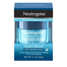 Discover the secret to visibly smoother, supple skin that's three times more hydrated overnight with Neutrogena Hydro Boost Hyaluronic Acid Night Pressed Serum. From a dermatologist-recommended brand, our formula is packed with hydrating hyaluronic acid and supercharged antioxidants that work together to revitalize and restore stressed skin. This multi-restorative face moisturizer deeply hydrates overnight, smoothing skin for a more youthful appearance. The concentrated formula melts effortlessl Serum For Dry Skin, Hydro Boost, Neutrogena Hydro Boost, Extra Dry Skin, Night Moisturizer, Hydrating Moisturizer, Night Serum, Skin Care Moisturizer, Face Moisturizer