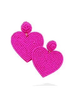 "Handmade beaded heart earrings Post Back Dangle Size: 1.5\" L" Barbie Earrings, Valentines Day Earrings, Shamrock Earrings, Pink Heart Earrings, Christmas Hair Accessories, Red Heart Earrings, Beaded Heart, Bottle Earrings, Valentines Earrings