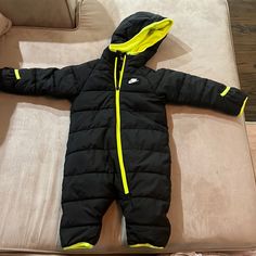 Never Used Baby Padded Bodysuit Black Long Sleeve Winter Onesie, Nike Bodysuit, Nike Coat, Baby Nike, Black Baby, Kids Nike, Nike Black, Kids Jacket, Black Nikes