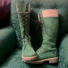 If You Can Find Another Pairprove It And I’ll Knock The Price Down Kelly Green/Navy/White No Box Timberlands Boots Women, Color Timberland Boots, Funky Boots, Casual Green Ankle-high Martin Boots, Rainbow Boots, Plaid Timberland Boots, Green Timberland Boots, Timberland Heel Boots, Timberland Ankle-high Boots With Reinforced Heel