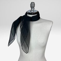 Simple and elegant neck scarf . Made of an elegant silk .  Color: black  Size : 80 x 80 cm WE have matching bags and other accessories in our Etsy Shop! WE accept credit cards! Neck Tie Women, Scarf Neck Tie, Vintage Floral Blouse, Grey Wedding Dress, Black Silk Scarf, Tie For Women, Scarf Head, Elegant Scarves, Tie Women