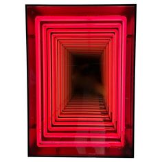 an image of a tunnel with red lights