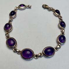 Nwot Beautiful 8” Amethyst And Sterling Silver Bracelet. Nice Weight. From Smoke Free Dog Friendly Home. Formal Silver Amethyst Bracelet, Classic Amethyst Bracelets, Sterling Silver Amethyst Bracelet For Formal Occasions, Formal Sterling Silver Amethyst Bracelet, Classic Purple Jewelry With Polished Finish, Classic Amethyst Bracelets In Purple, Classic Amethyst Purple Bracelets, Silver Amethyst Bracelets Hallmarked, Classic Purple Amethyst Bracelets