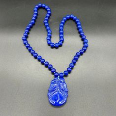 Vibrant Blue Glass Pendant and Bead Necklace Hand Strung | eBay Artisan Jewelry Necklaces, Casual Jewelry, Vintage Inspired Outfits, Handcrafted Artisan Jewelry, Fancy Jewelry, Vibrant Blue, Glass Pendant, Bead Necklace, Glass Pendants