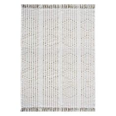 a white rug with fringes on it