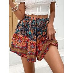 Fabric:Polyester; Gender:Women's; Style:Vacation; Elasticity:Micro-elastic; Occasion:Weekend,Holiday; Fit Type:Loose Fit; Function:Comfort; Pattern:Floral; Design:Print; Pants Type:Shorts,Swing; Front page:FF; Listing Date:04/03/2023; Production mode:External procurement; Hips:; Waist:; Fit US Size:null; Fit UK Size:null; Fit EU Size:null; Pants Length:Short; Print Type:3D Print Elastic Shorts, Floral Print Design, Style Upgrade, Shorts Casual, Boho Print, Loose Shorts, Designer Shorts, Type Of Pants, Different Fabrics