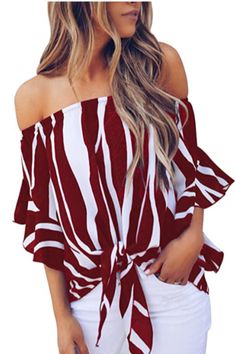 Elegant Sexy Off the Shoulder Tops,you will never out of style for our striped shirt,a perfect gift for your friends,roomate and yourself. Loose fit summer off the shoulder shirt can cover all body  Hapes,Show your beauty;suitable for beach, vacation,holiday,night going out,date,party,street,business,office,work,club,travel or casual daily wear. Half Sleeve Blouse, Striped Short, Chiffon Shirt, Loose Tops, Off Shoulder Tops