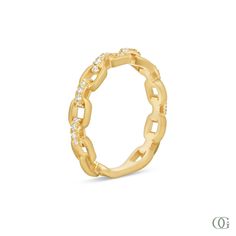 Introducing Chain Diamond Fashion Ring. With its elegant chain design and sparkling diamond accents, this ring is a perfect addition to any fashionista's collection. Crafted with expert precision and attention to detail, it exudes luxury and sophistication. Make a statement and elevate your style with this exquisite piece. Modern Yellow Gold Eternity Band With Diamond Accents, Luxury White Gold Chain Ring, Modern Gold Eternity Band With Diamond Accents, Classic Yellow Gold Chain Ring For Formal Events, Classic Yellow Gold Chain Ring For Formal Occasions, Formal Yellow Gold Oval Link Chain Ring, Modern Gold Diamond Eternity Band, Elegant White Gold Chain Ring For Formal Occasions, Formal Yellow Gold Chain Link Ring