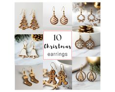 christmas earrings are shown with the words 10 christmas earring designs in gold and silver