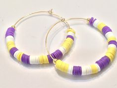 LSU jewelry/LSU Earrings/LSU bracelets/ collegiate earrings/Collegiate bracelets/Collegiate jewelry/ College jewelry/ College bracelets/College earrings Purple Hoop Jewelry For Gift, Adjustable Purple Hoop Earrings, Adjustable Purple Round Hoop Earrings, Adjustable Small Purple Hoop Earrings, Adjustable Nickel-free Purple Hoop Earrings, Trendy Small Hoop Purple Jewelry, Purple Hoop Jewelry, Purple Round Hoop Earrings For Gift, Trendy Purple Small Hoop Jewelry