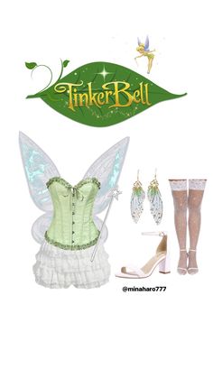 an image of a fairy costume with shoes and accessories on the bottom right hand corner