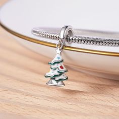 Gnoce Christmas Limited Sterling Silver Colorful Christmas Tree Charm Beads - Gnoce.com Christmas Tree With Snow, Christmas Tree Charm, Colorful Christmas, Charm Beads, Gift Box Packaging, Colorful Christmas Tree, Tree Pendant, Ball Pendant, Dangle Charms