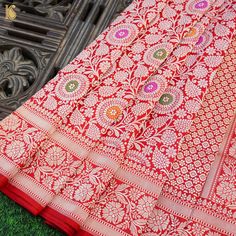 Red Pure Katan Silk Handloom Kadwa Mina Brocade Banarasi Saree - Khinkhwab Latest Bridal Lehenga Designs, Brocade Saree, Design Saree, Handloom Weaving, Beautiful Sarees, Textile Designs, Background Fabric, Plain Blouse, Katan Silk