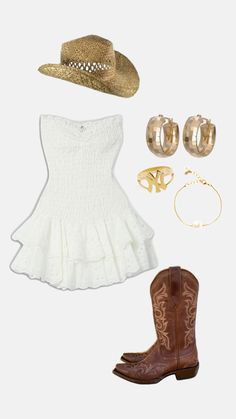 Country Concert Outfit Inspired, Western Dance Outfit Dresses, Country Concert Outfit Ideas Dress, Dress Outfits With Cowgirl Boots, Megan Moroney Outfits Concert, Meghan Moroney Concert Outfits, Flatland Cavalry Concert Outfit, Outfits For Zach Bryan Concert, Country Festival Outfit Summer Cowgirl