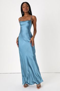 Blue Satin Dress Long, Year 10 Formal Dresses, Winter Ball Dresses, Pastel Blue Dress, Graduation Dresses Long, Silk Formal Dress, Promotion Dresses, Tiana Dress, Formal Dresses Australia