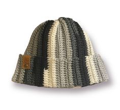 Made with 100% Acrylic Yarn This soft & warm crochet beanie is super durable, machine washable, and hypoallergenic. Perfect for everyday wear in cold weather! Each beanie is an "Adult One Size" and will fit most adult heads (20.5 in- 23.5 in)  Please keep in mind, striped beanies are uniquely made with multicolor yarn. No two hats will look exactly the same!  This beanie is pre-made and will be shipped 1-2 days after ordering.  Please feel free to send a message with any questions!  **Washing Instructions: Machine wash warm, gentle cycle. Tumble dry low. Do not iron. Do not bleach.** Cozy Adjustable Crochet Cap, Adjustable Gray Crochet Beanie Hat, Adjustable Crochet Cap For Cold Weather, Gray Crochet Hat One Size Fits Most, Adjustable Crochet Beanie For Outdoor, Cozy Crochet Beanie Cap, Handmade Crochet Cap For Cold Weather, Adjustable Crochet Beanie, Handmade Crochet Beanie For Outdoor