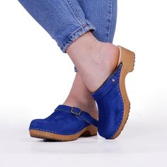 MADE FROM  LEATHER AND ALDER WOOD Clogs for Women BONDA Low heals ergonomic wooden sole and soft leather.  if you want other colour,  you can buy them in another listing in my shop https://www.etsy.com/listing/992773168/swedish-clogs-bonda-yellow-sandals made to order. Available in sizes 36-41. For other sizes please contact me EUR 35 l UK 2.5 l AUS 4.5 l USA 5 l up to 22.3cm l 8.78 inches  EUR 36 l UK 3.5 l AUS 5.5 l USA 6 l up to 23cm l 9.02 inches EUR 37 l UK 4 l AUS 6 l USA 6.5 l up to 23.7cm l 9.33 inches  EUR 38 l UK 5 l AUS 7 l USA 7.5 l up to 24.5cm l 9.65 inches EUR 39 l UK 6 l AUS 8 l USA 8.5 l up to 25.3cm l 9.96 inches EUR 40 l UK 7 l AUS 9 l USA 9 l up to 25.9cm l 10.2 inches EUR 41 l UK 7.5 l AUS 9.5 l USA 9.5 l up to 26.6cm l 10.47 inches EUR 42 l UK 8 l AUS 10 l USA 10.5 l Suede Clogs With Wooden Heel And Round Toe, Casual Suede Clogs With Wooden Heel, Suede Closed Toe Clogs With Cushioned Footbed, Casual Suede Sandals With Wooden Heel, Blue Suede Sandals With Leather Footbed, Comfortable Blue Clogs With Round Toe, Suede Open Toe Clogs With Rubber Sole, Casual Suede Clogs With Open Toe, Comfortable Blue Closed Toe Clogs