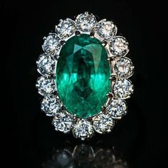 Emerald Diamond Engagement Ring, Jewelry Closet, Diamond Tops, Emerald Ring Engagement Diamond, Emerald Ring Vintage, Luxury Engagement Rings, Faberge Eggs, Engagement Ring Diamond Cut, Emerald Jewelry