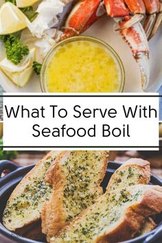 what to serve with seafood boil on a plate and in a bowl next to lobsters