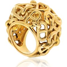 Hermes Luxe 18K Yellow Gold Chaîne d'Ancre Dome Cocktail Ring Hermes Yellow, David Webb, Yellow Rings, Yellow Jewelry, Funky Jewelry, Vintage Cocktail, Fine Jewelry Collection, Yellow Gold Ring, The Ring