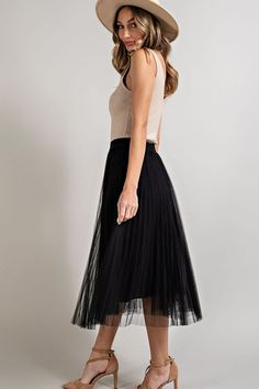 EesomeAny occasion high waisted midi skirt, party, dance, social event, wedding. It's a classy timeless piece. Pair with any top or bodysuit. Fun fun !Color: BlackSizes: S-M-LOur model is 5' 8" and wearing smallimportedJ2/SKS7336 Elegant Non-stretch Skirt For Formal Occasions, Elegant Evening Bottoms With Tulle Skirt, Chic Relaxed Tulle Maxi Skirt, High Waist Party Dress With Lined Skirt, High Waist Dresses With Lined Skirt For Party, Non-stretch Elegant Flared Skirt, Fitted Midi Skirt For Cocktail Occasions, Black Lined Midi Skirt Dress, Fitted Full Skirt For Cocktail