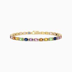 Effy Watercolors 14K Gold Multi Sapphire and Diamond Bracelet, 8.96 TCW Multi Sapphire, Link Earrings, Effy Jewelry, Yellow Stone, Pendant Rings, Gold Yellow, Accessories Bracelets, Earring Gifts, Antique Jewelry