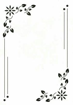 a black and white drawing of flowers on a branch with two lines going through it