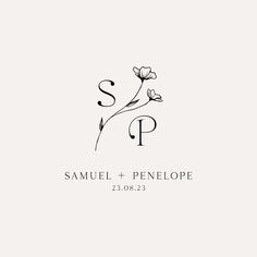 the monogramed logo for samuel and penelope, which has been designed by studio