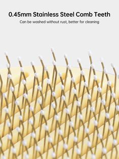 toothpicks are lined up on top of each other in front of the words, o - 45mm stainless steel comb teeth can be washed without rust, better for cleaning