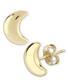 Modern celestial stud earrings that will last a lifetime. Crafted in 14k yellow gold and perfect to wear all day. 14k Gold Crescent Pierced Jewelry, Elegant Half Moon 14k Gold Jewelry, 14k Gold Crescent Earrings For Anniversary, Macy's Fine Jewelry Earrings With Polished Finish, Formal Yellow Gold Moon Jewelry, Pierced Yellow Gold Moon Jewelry, Modern Round Earrings From Macy's, Macy's Tarnish Resistant Round Earrings, Macy's Modern Round Earrings