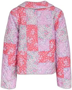 Multicolor Quilted Spring Outerwear, Spring Multicolor Floral Patchwork Outerwear, Multicolor Patchwork Quilted Jacket For Spring, Fall Pink Quilted Jacket, Pink Patchwork, Golden Flower, Patchwork Jacket, Floral Jacket, Buy Shoes Online