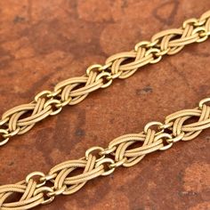 Estate/ vintage 14KT yellow gold open weave interlocking links style 15” necklace with toggle clasp. Very good condition, see pictures. Weighs approx.: 13.90 Grams 15”length, but may feel snugger on due to thickness. Very Good Estate Condition Toggle Clasp Design Gold Vintage Toggle Necklace With Chunky Chain, Vintage Gold Toggle Necklace With Chunky Chain, Vintage Gold Metal Toggle Necklace, Vintage Gold Toggle Chain Necklace, Vintage Necklace With Toggle Clasp, Vintage Gold Chain Necklace With Toggle Clasp, Vintage Gold Toggle Necklace, Formal Gold Toggle Necklace With Chain Link, Gold Chain Link Toggle Necklace For Formal Occasions