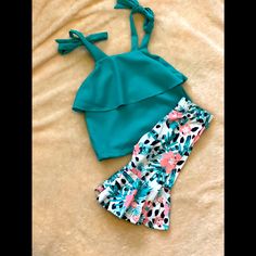 Teal/Green Color. True To Size. Straps For Tank Tie. Playful Green Sets For Vacation, Playful Green Vacation Sets, Cute Green Vacation Sets, Green Summer Tops For Playtime, Summer Green Tops For Playtime, Teal Green Color, Minnie Mouse Outfits, Pink Sleeveless Dress, Branded Outfits