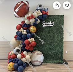 balloons are arranged in the shape of a football and ball