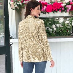 Elevate your wardrobe with the Anna-Kaci Women's Glitter Long Sleeve Open Front Sparkle Party Blazer Jacket, perfect for adding glamour to formal events or a touch of professionalism to everyday outfits. Versatile and stylish, these sparkly sequin blazers can be dressed up or down to suit any occasion effortlessly. Glamorous Christmas Sequin Tops, Glamorous Winter Sequin Tops, Glamorous Sequin Tops For Winter, Glamorous Fitted Long Sleeve Blazer, Glamorous Sparkling Tops For Fall, Glamorous Long Sleeve Top For Holiday Party, Long Sleeve Spring Party Blazer, Long Sleeve Spring Blazer For Parties, Spring Party Blazer With Long Sleeves