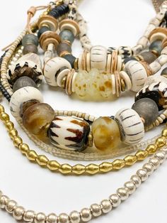 Layered Classic Necklace | Mixed Tribal Boho Necklace Layering, Layered Necklaces Boho, Twine And Twig, Twig Jewelry, Handmade Ceramic Jewelry, Classic Necklace, African Jewelry, Ceramic Jewelry, Mens Accessories Fashion