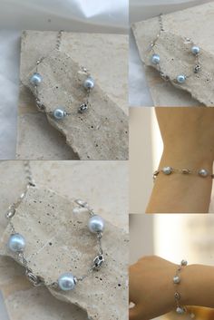 Elegant Blue Pearl Bracelet With Charm, Elegant Blue Oyster Bracelet, Elegant Blue Beaded Bracelets With Pearl Charm, Elegant Blue Beaded Bracelet With Pearl Charm, Silver Akoya Pearl Bracelet, Silver Akoya Pearl Bracelet With Pearl Charm, Elegant Blue Round Pearl Bracelet, Elegant Blue Pearl Bracelet, Silver Pearl Chain Beaded Bracelets As Gift