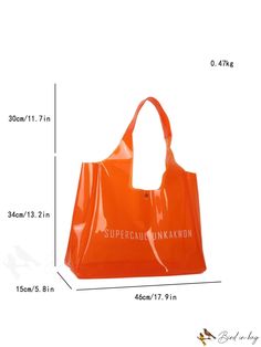 BirdinBag - Orange Transparent Beach Tote Bag - Spacious & Stylish Single Shoulder Bag Beach Tote Bag, Types Of Lettering, Orange Pattern, Beach Tote Bags, Beach Tote, Shoulder Tote Bag, Bag Bag, Shoulder Tote, Womens Tote Bags