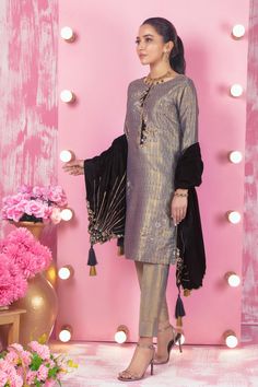 Smoky Slate | Pakistani Designer Outfit | Sarosh Salman Elegant Palazzo Set With Sequins And Straight Kurta, Elegant Straight Kurta Palazzo Set With Sequins, Elegant Sequined Palazzo Set With Straight Kurta, Elegant Sequined Straight Kurta Palazzo Set, Traditional Sequined Palazzo Set For Eid, Eid Silk Sequined Palazzo Set, Traditional Silk Palazzo Set With Sequins, Elegant Brocade Palazzo Set With Straight Kurta, Elegant Brocade Palazzo Set With Dupatta